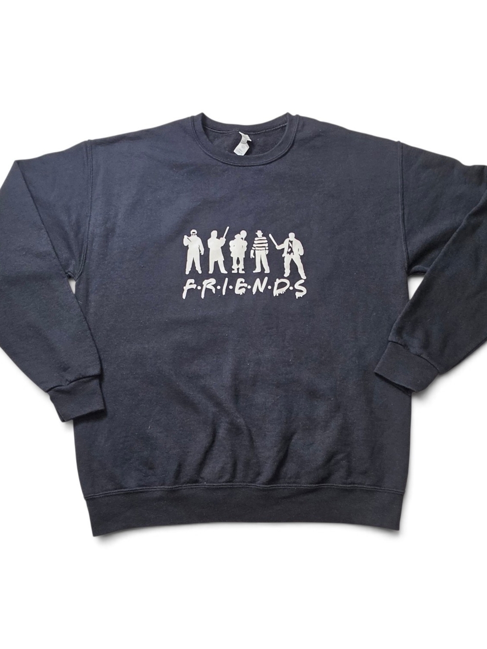 Friends Horror Movie Parody Sweatshirt Black Halloween Graphic Crewneck L